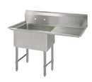 BK Resources One Compartment Sink with Right Drainboard - 24" x 24" Compartment