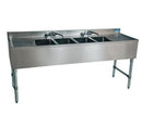 BK Resources BKUBS-484TS 84" Underbar Sink with 4 Bowls and 2 Faucets with Two Drainboard