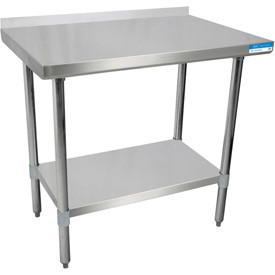 30" x 24" All Stainless Steel Work Table w/1-1/2" Backsplash