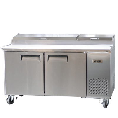 Bison BPT-67 Pizza Prep Table 20.0 Cu. Ft. (9) 1/3 Size Pans