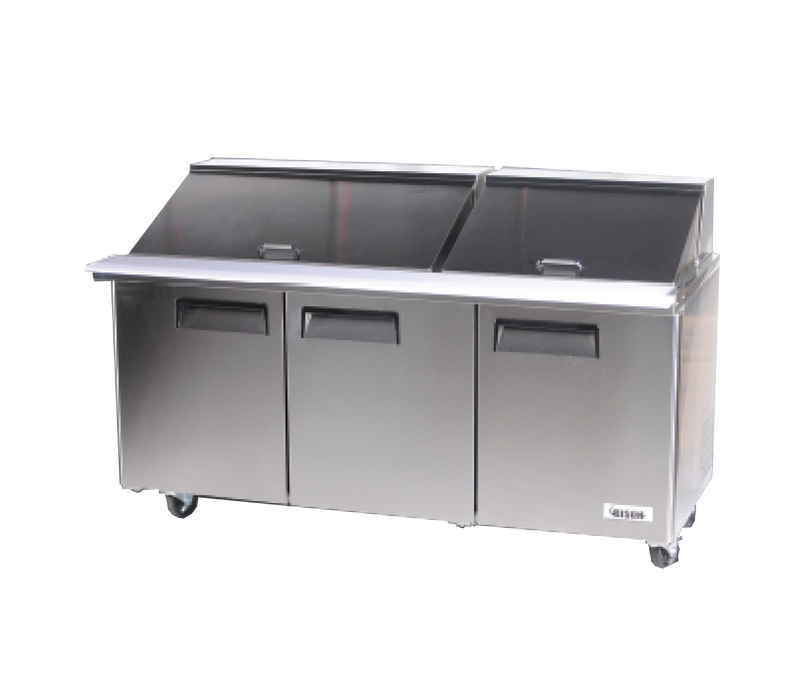 Bison BST-72-30 Mega Top Prep Table 72"W 22.6 Cu. Ft. (30) 1/6 Size Pans