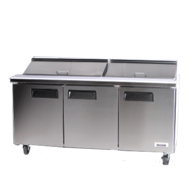 Bison BST-72 Sandwich Prep Table 72"W 19 Cu. Ft. (18) 1/6 Size Pans