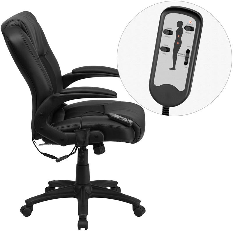 Flash Furniture Massaging Black Leather Executive Swivel Office Chair