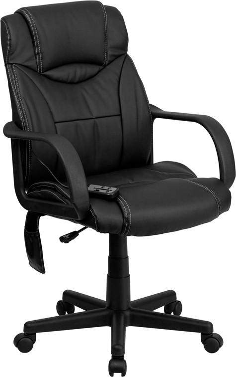 Flash Furniture BT-2690P-GG High Back Massaging Black Leather Executive Swivel Office Chair
