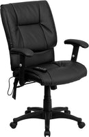 Flash Furniture Mid-Back Massaging Black Leather Executive Swivel Office Chair