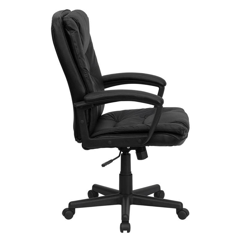 Flash Furniture BT-2921-BK-GG High Back Black Leather Executive Swivel Chair with Arms