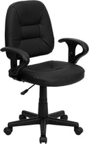Flash Furniture Mid-Back Black Leather Ergonomic Swivel Task Chair With Height Adjustable Arms