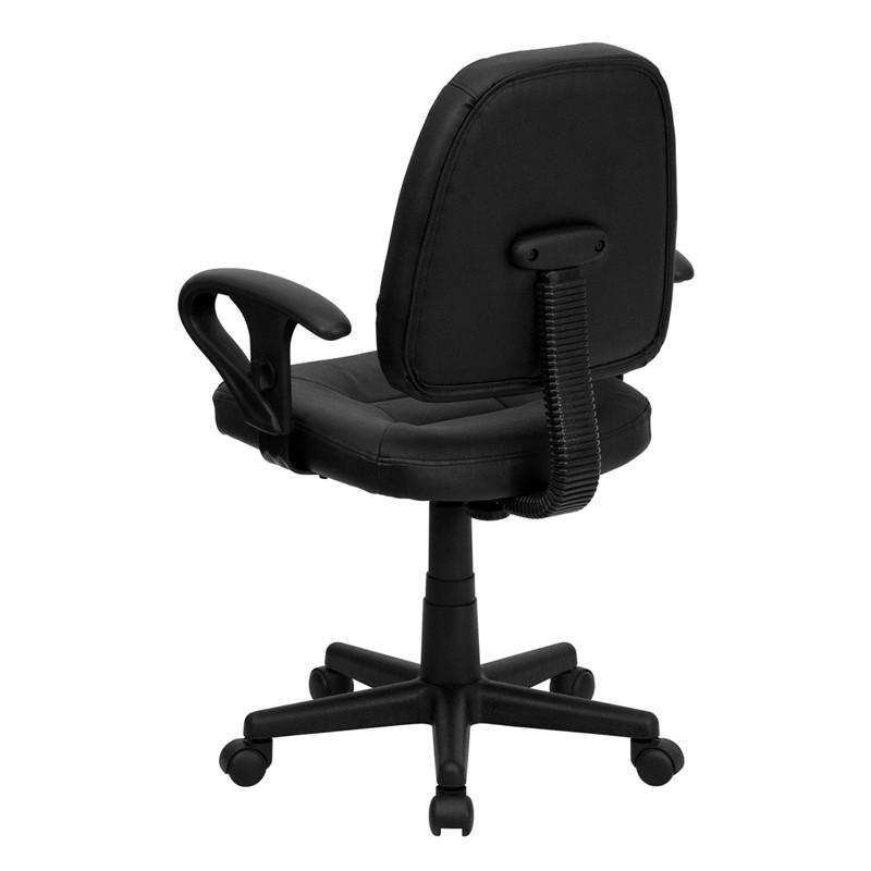 Flash Furniture Mid-Back Black Leather Ergonomic Swivel Task Chair With Height Adjustable Arms