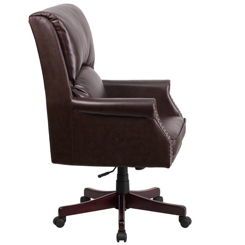 Flash Furniture High Back Pillow Back Brown Leather Executive Swivel Office Chair