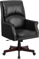 Flash Furniture High Back Pillow Back Black Leather Executive Swivel Office Chair