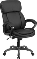 Flash Furniture High Back Black Leather Executive Swivel Office Chair With Lumbar Support Knob