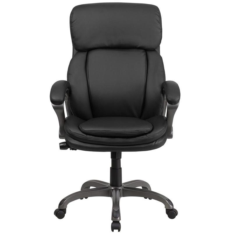 Flash Furniture High Back Black Leather Executive Swivel Office Chair With Lumbar Support Knob