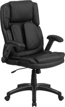 Flash Furniture Extreme Comfort High Back Black Leather Executive Swivel Office Chair With Flip-Up Arms