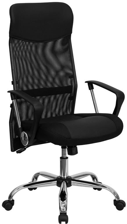 Flash Furniture High Back Black Leather And Mesh Swivel Task Chair