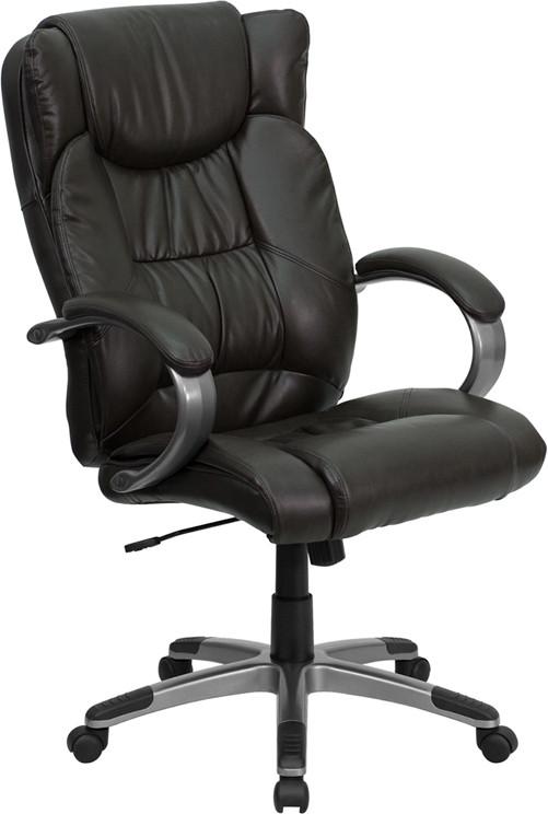 Flash Furniture BT-9088-BRN-GG High Back Espresso Brown Leather Executive Swivel Office Chair