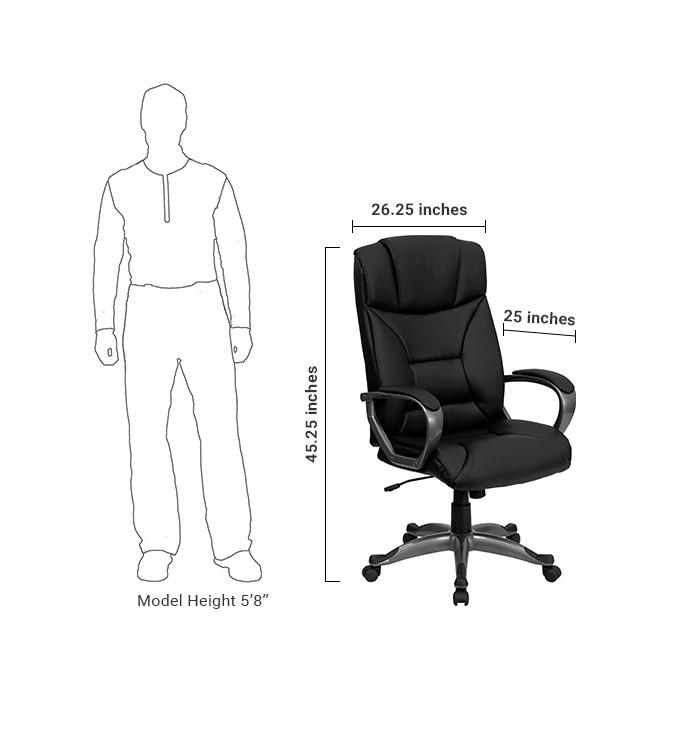 Flash Furniture BT-9177-BK-GG High Back Black Leather Executive Swivel Office Chair