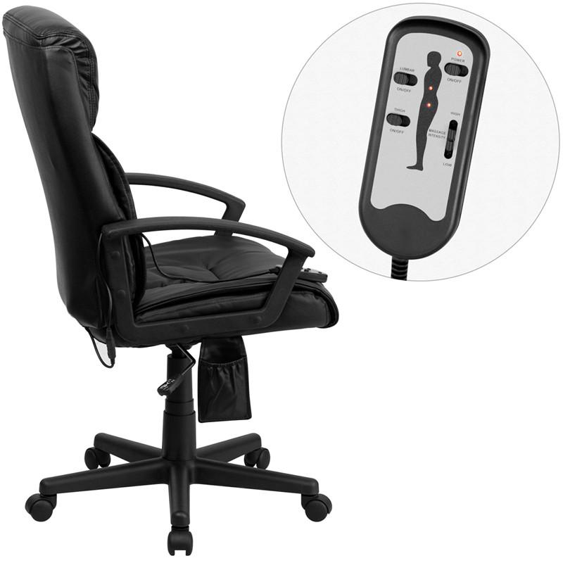 Flash Furniture BT-9578P-GG High Back Massaging Black Leather Executive Swivel Office Chair