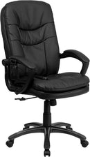 Flash Furniture BT-9585P-GG High Back Massaging Black Leather Executive Swivel Office Chair