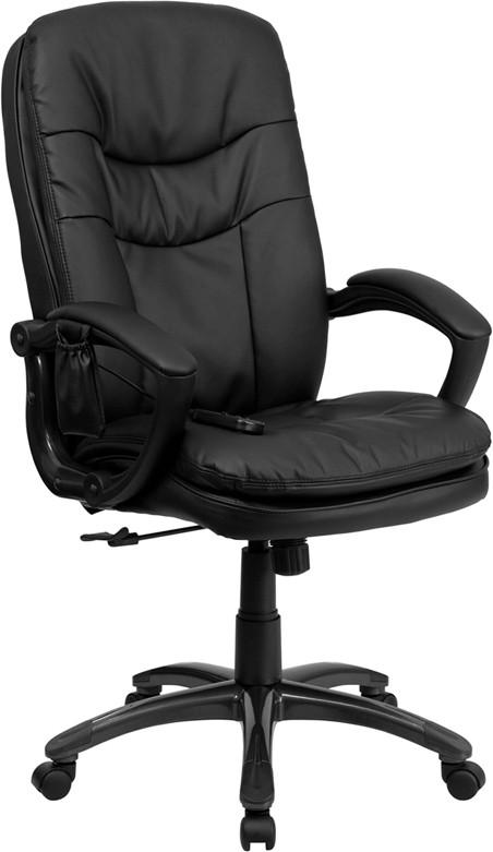 Flash Furniture BT-9585P-GG High Back Massaging Black Leather Executive Swivel Office Chair