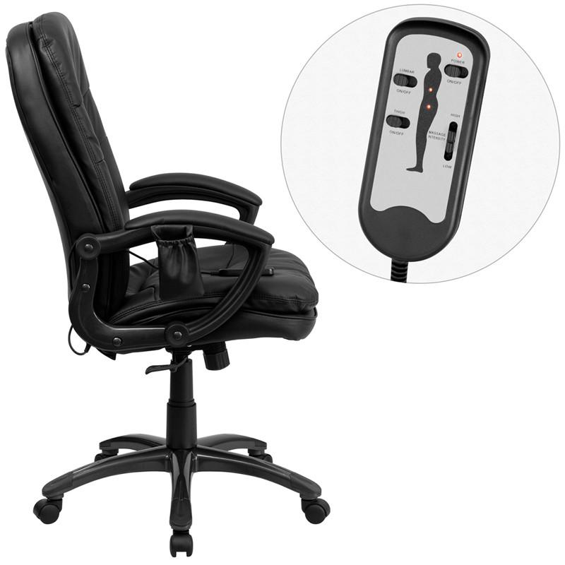 Flash Furniture BT-9585P-GG High Back Massaging Black Leather Executive Swivel Office Chair
