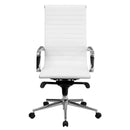 Flash Furniture High Back White Ribbed Upholstered Leather Executive Swivel Office Chair