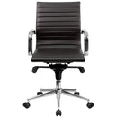 Flash Furniture Mid-Back Brown Ribbed Upholstered Leather Swivel Conference Chair