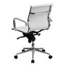 Flash Furniture Mid-Back White Ribbed Upholstered Leather Swivel Conference Chair