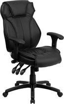 Flash Furniture High Back Black Leather Executive Swivel Office Chair With Triple Paddle Control And Lumbar Support Knob