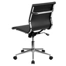 Flash Furniture Armless Black Ribbed Leather Swivel Conference Chair
