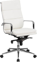 Flash Furniture High Back White Leather Executive Swivel Office Chair With Synchro-Tilt Mechanism
