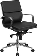 Flash Furniture Mid-Back Black Leather Executive Swivel Office Chair With Synchro-Tilt Mechanism