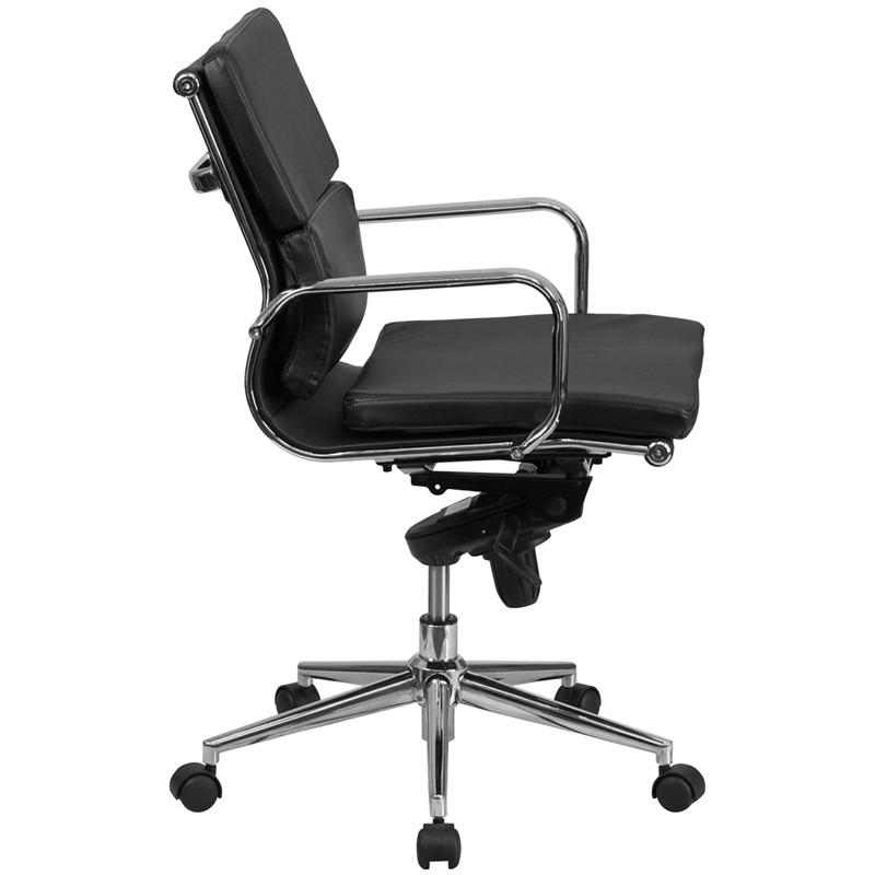 Flash Furniture Mid-Back Black Leather Executive Swivel Office Chair With Synchro-Tilt Mechanism