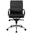 Flash Furniture Mid-Back Black Leather Executive Swivel Office Chair With Synchro-Tilt Mechanism