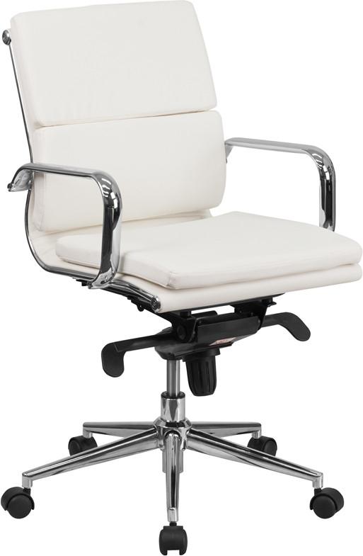 Flash Furniture BT-9895M-WH-GG Mid-Back White Leather Executive Swivel Office Chair