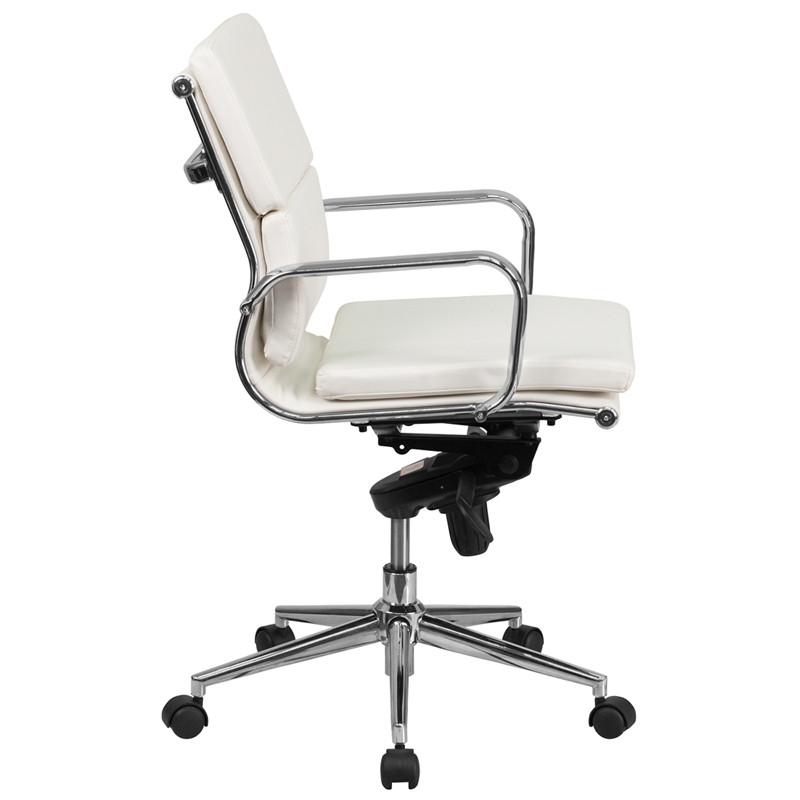 Flash Furniture BT-9895M-WH-GG Mid-Back White Leather Executive Swivel Office Chair