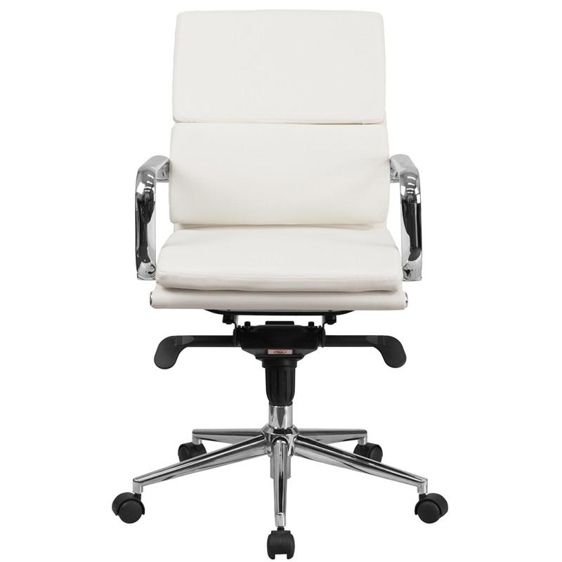 Flash Furniture BT-9895M-WH-GG Mid-Back White Leather Executive Swivel Office Chair
