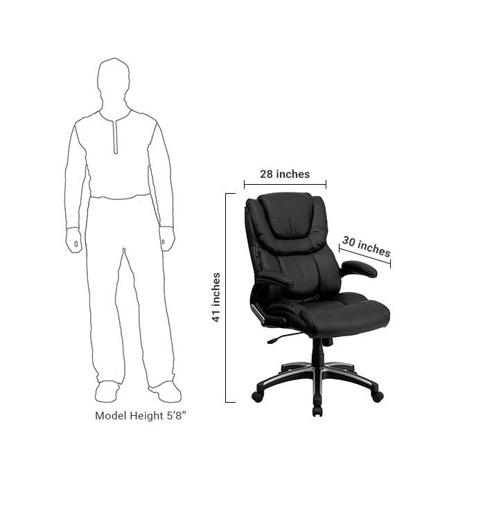 Flash Furniture BT-9896H-GG Black Leather Executive Swivel Chair with Arms