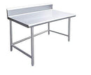 Stainless Steel Work/Prep Table w/Adj. Galv Crossbar & Back Splash