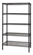 QUANTUM H/D 74"H 5-Shelf Wire Shelving Kit, 800lb, WR74, NSF, BLACK EPOXY, 15yr