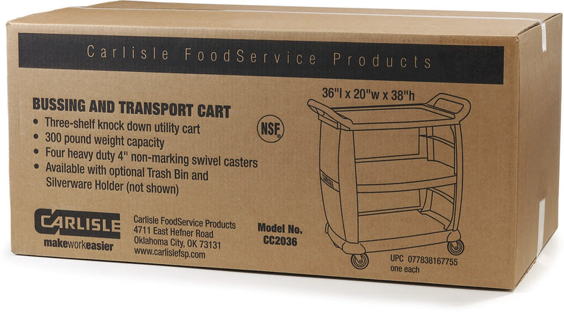 Carlisle CC203603 Busing & Transport Cart, Black