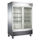 Reach-In Refrigerator 2 glass doors stainless Steel 54" CFD-2RR-G-HC Coldline