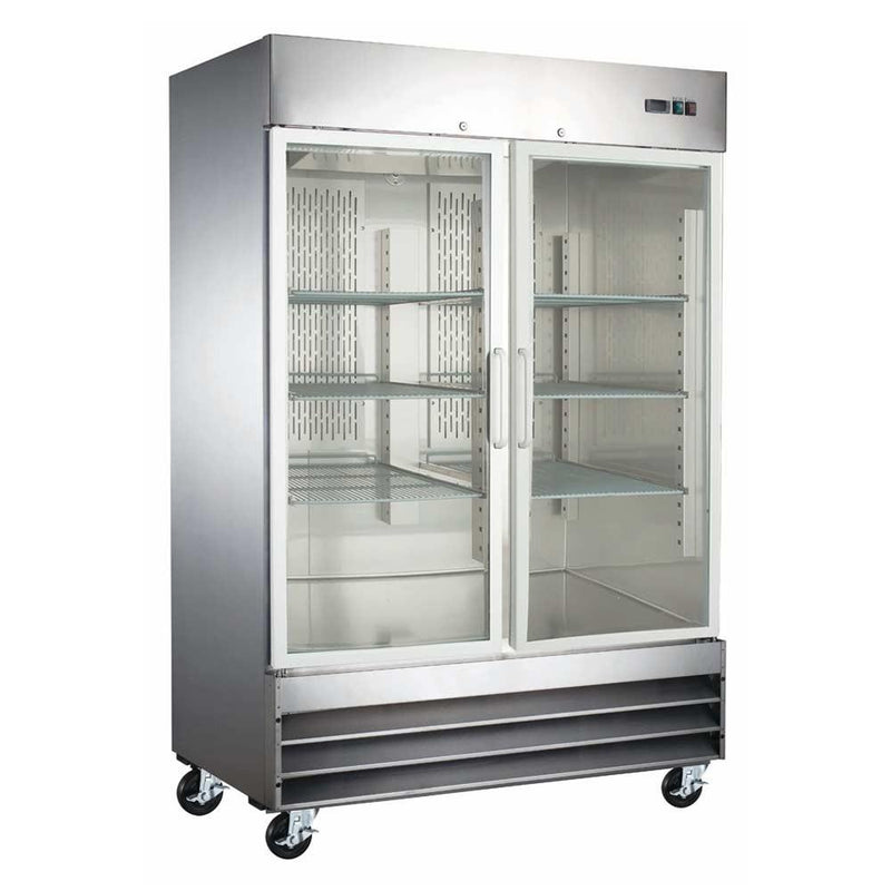Reach-In Refrigerator 2 glass doors stainless Steel 54" CFD-2RR-G-HC Coldline