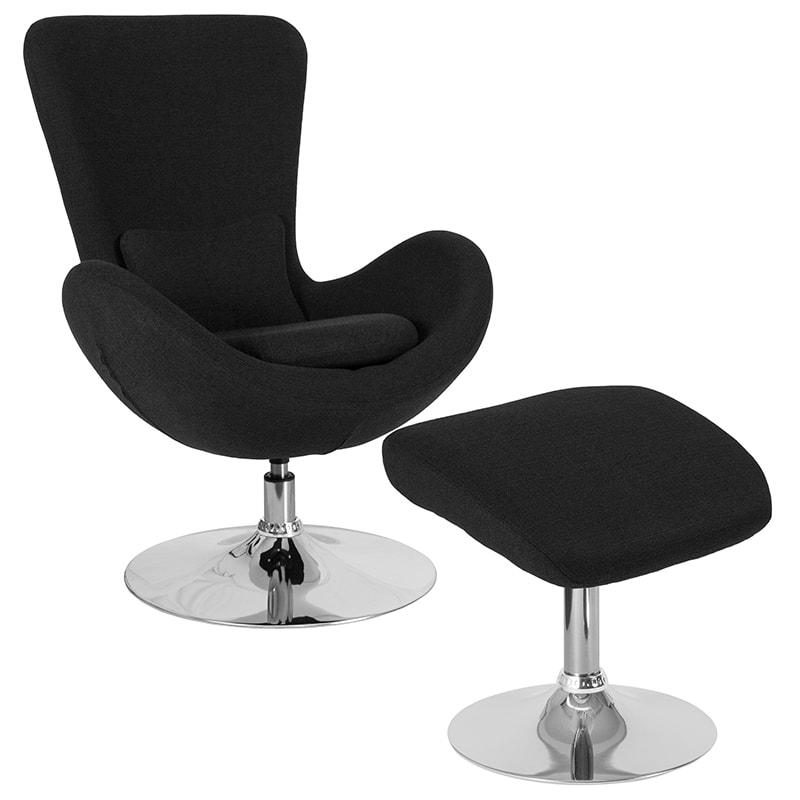 Egg Series Side Reception Chair with Ottoman By Flash furniture