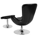 Egg Series Black Leather Side Reception Chair with Ottoman By Flash Furniture