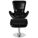 Egg Series Black Leather Side Reception Chair with Ottoman By Flash Furniture