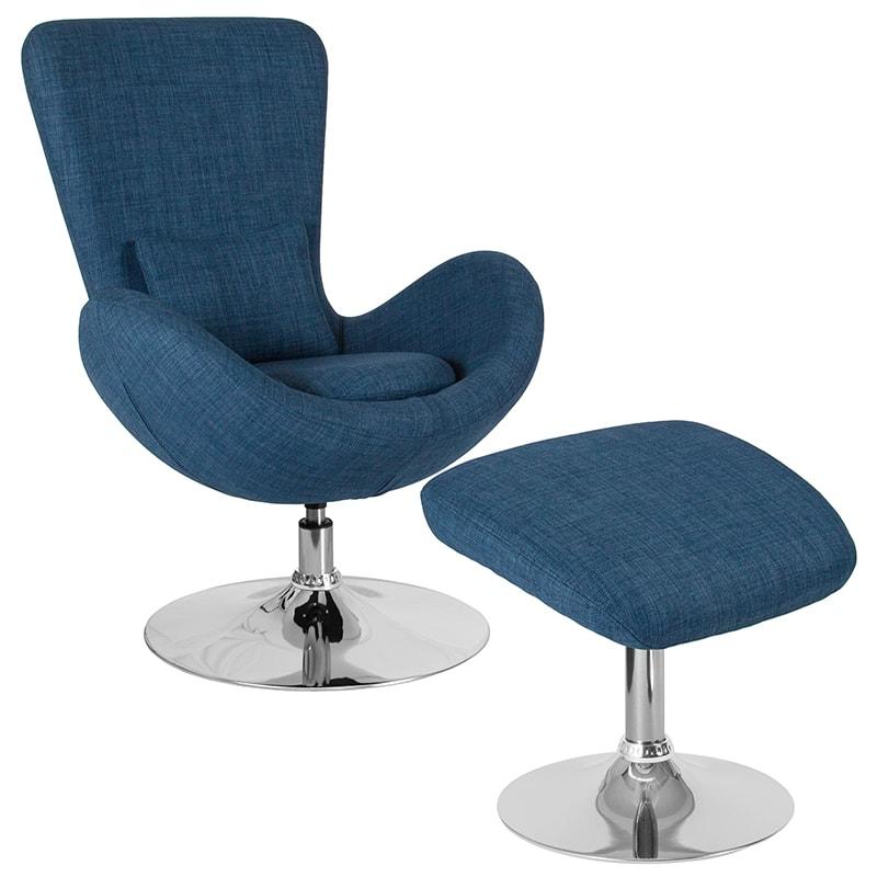Egg Series Side Reception Chair with Ottoman By Flash furniture