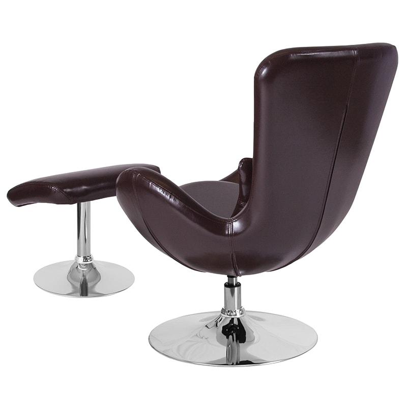 Egg Series Black Leather Side Reception Chair with Ottoman By Flash Furniture