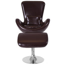 Egg Series Black Leather Side Reception Chair with Ottoman By Flash Furniture