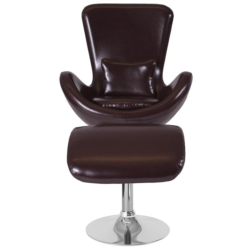 Egg Series Black Leather Side Reception Chair with Ottoman By Flash Furniture