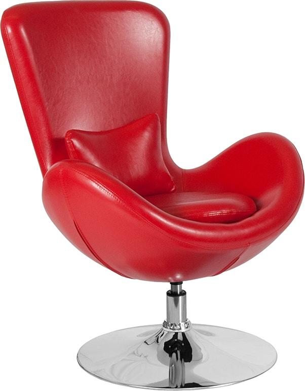 Egg Series Red/White Leather Side Reception Chair By Flash Furniture